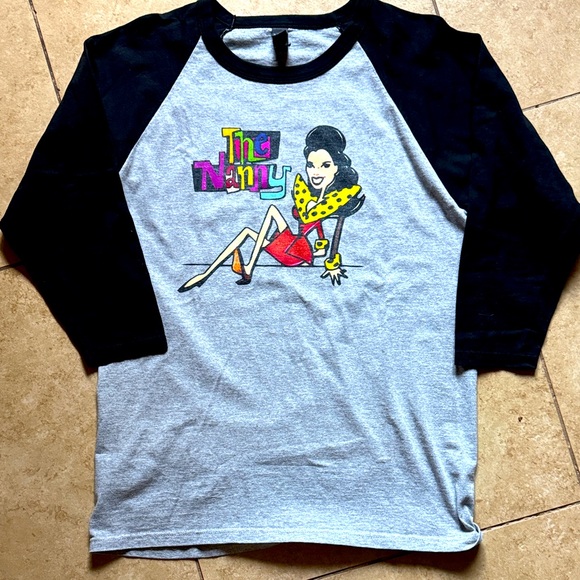 The Nanny Fran Drescher Black and Gray Tee Shirt Baseball Jersey - Picture 1 of 3